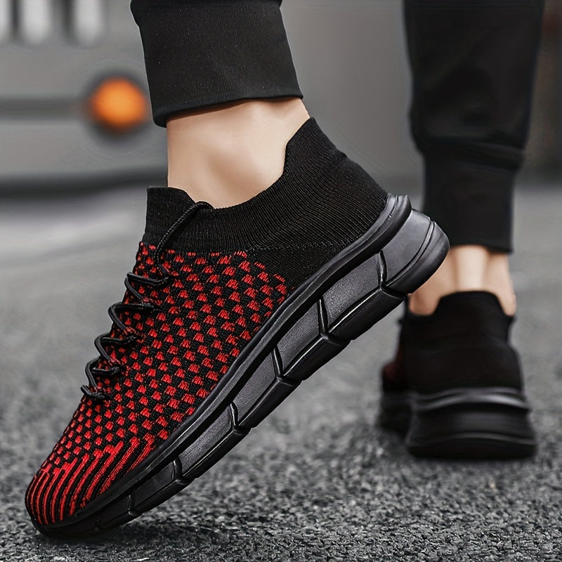 Men's Casual Weave Knit Lace Up Shoes Non Slip Sneaker