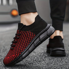 Men's Casual Weave Knit Lace Up Shoes Non Slip Sneaker