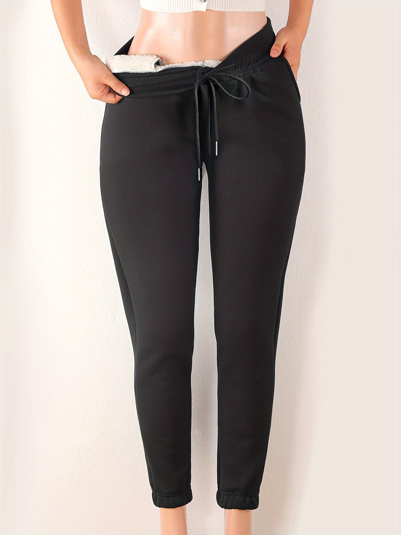 Women's Winter Yoga Pants Fleece Lined Drawstring Elastic Waistband