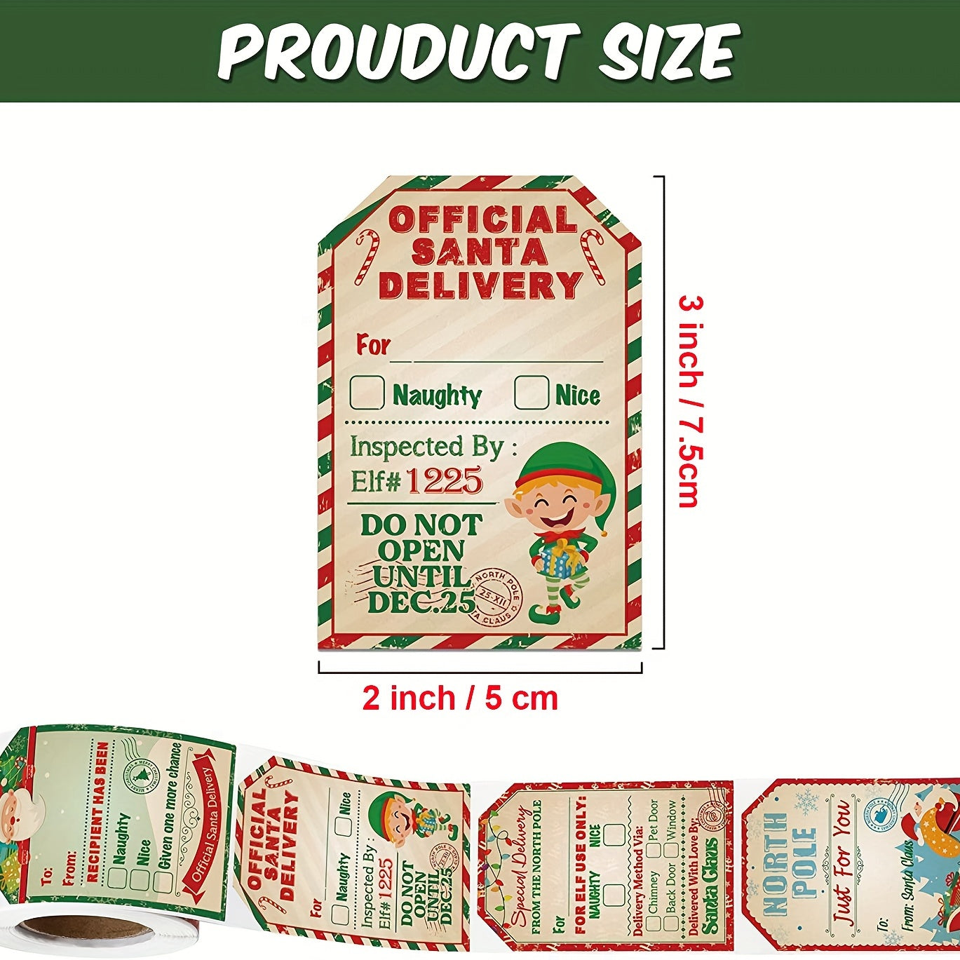 200 Christmas Holiday Decoration Stickers Roll Self adhesive Labels
