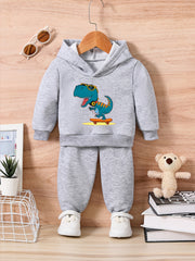 Dinosaur Skateboarding Baby Outfit Sweatshirt Trousers Set