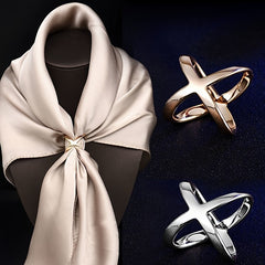 X Shape Scarf Buckle Shawl Clip Clothing Brooches Cross Bow Scarves Wrap Holder