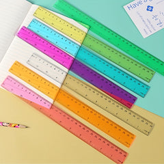 6pcs 12in 30 Multicolor Student Rulers School w/ Cm & Inch Plastic Standard Rule