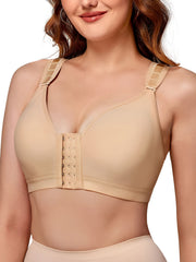 Front Closure Sports Bra Racerback Yoga Running Bra