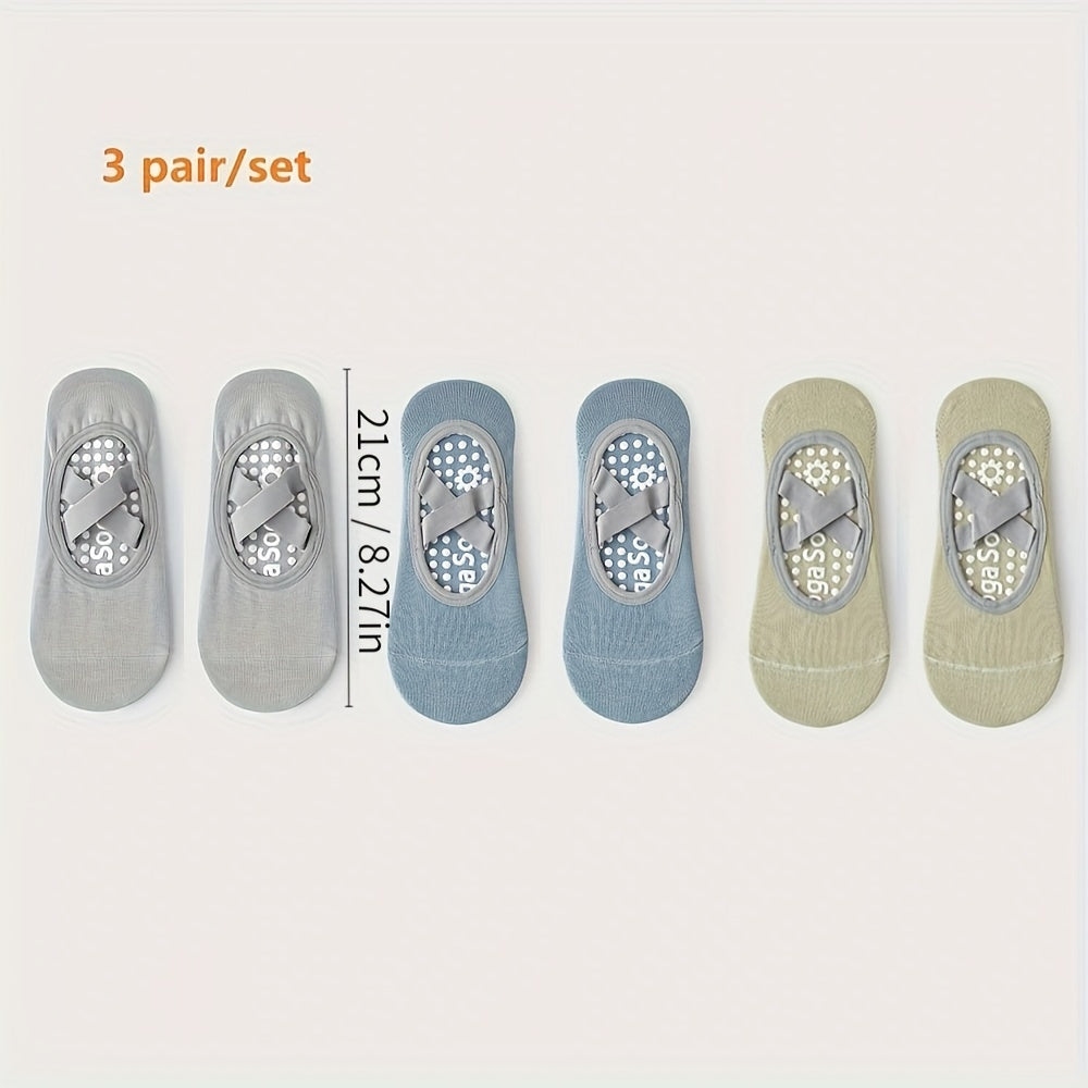 3 Pairs Yoga Socks Non-slip Cross Strap Sports Socks