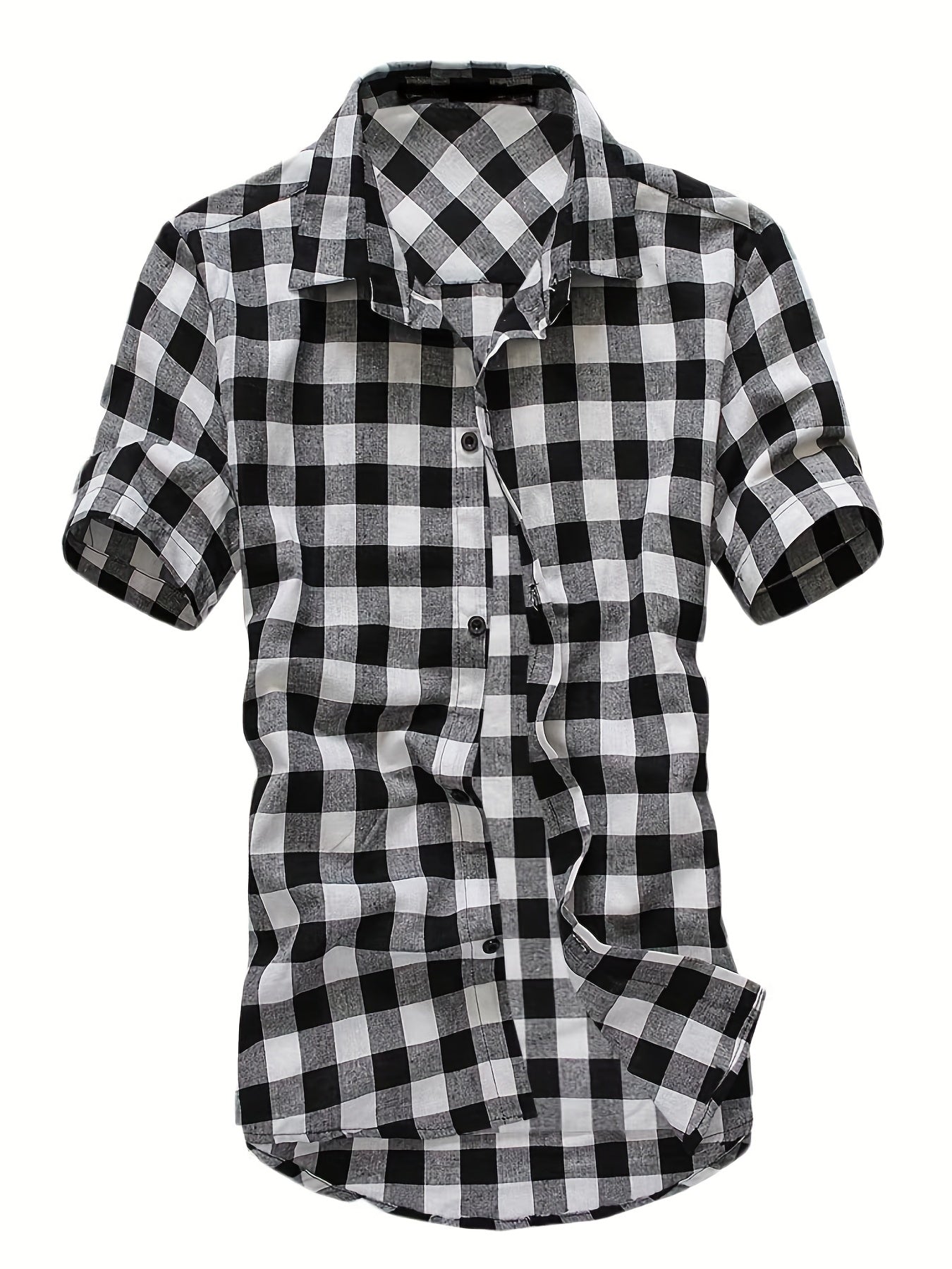 Men's Casual Plaid Short Sleeve Shirt