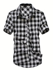 Men's Casual Plaid Short Sleeve Shirt