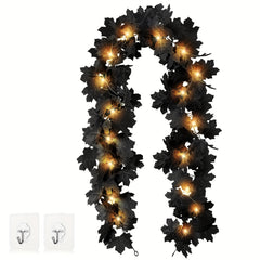 Maple Leaf Garland 20 LED Orange Lights Halloween Fall Home Decor 173cm