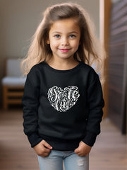 Girls Heart Pattern Crew Neck Sweatshirt For Spring Fall Christmas Gift