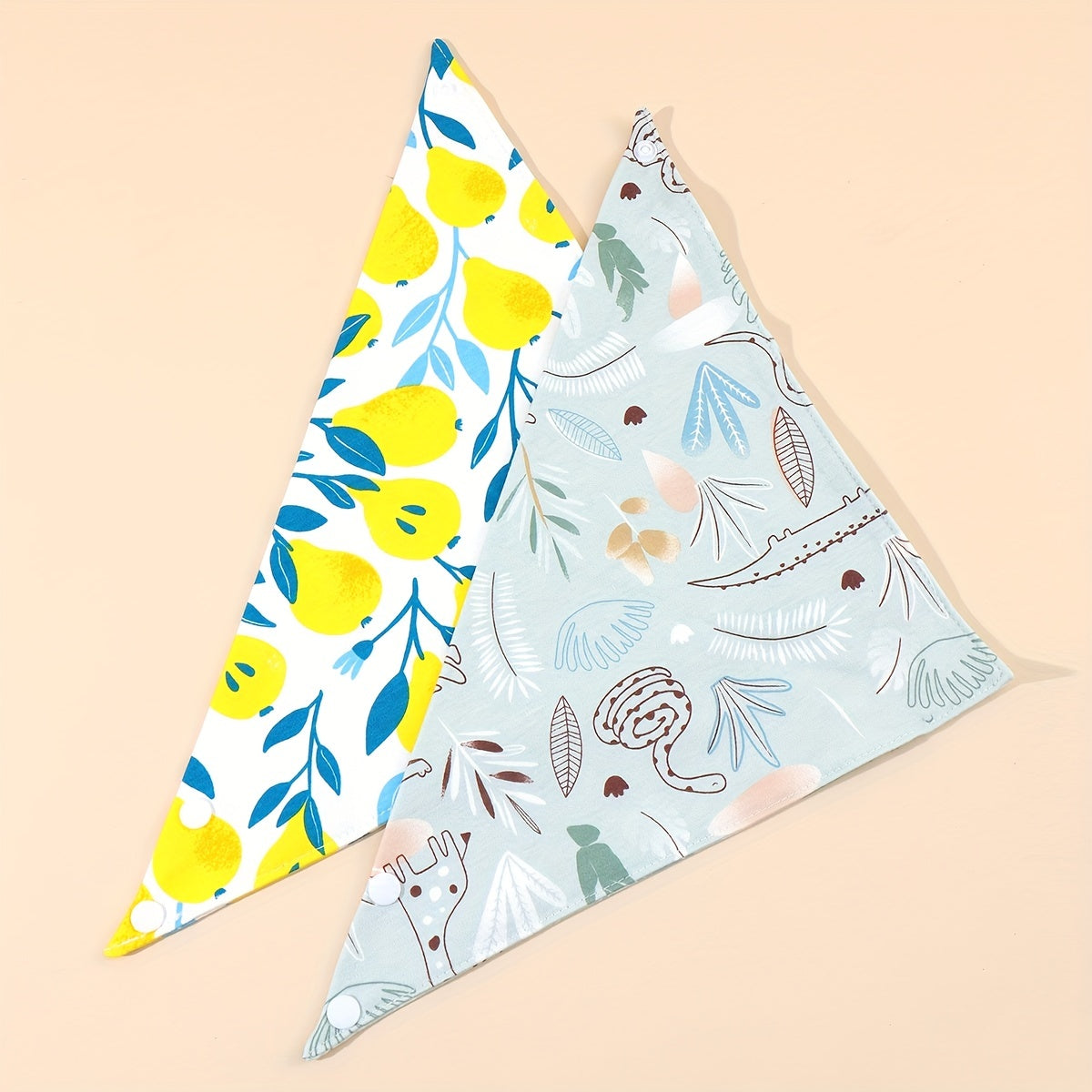 2pcs Soft Cotton Baby Drool Bibs Triangle Scarf