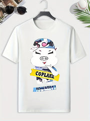 Men's Pig Print T-shirt Active Stretch Tee