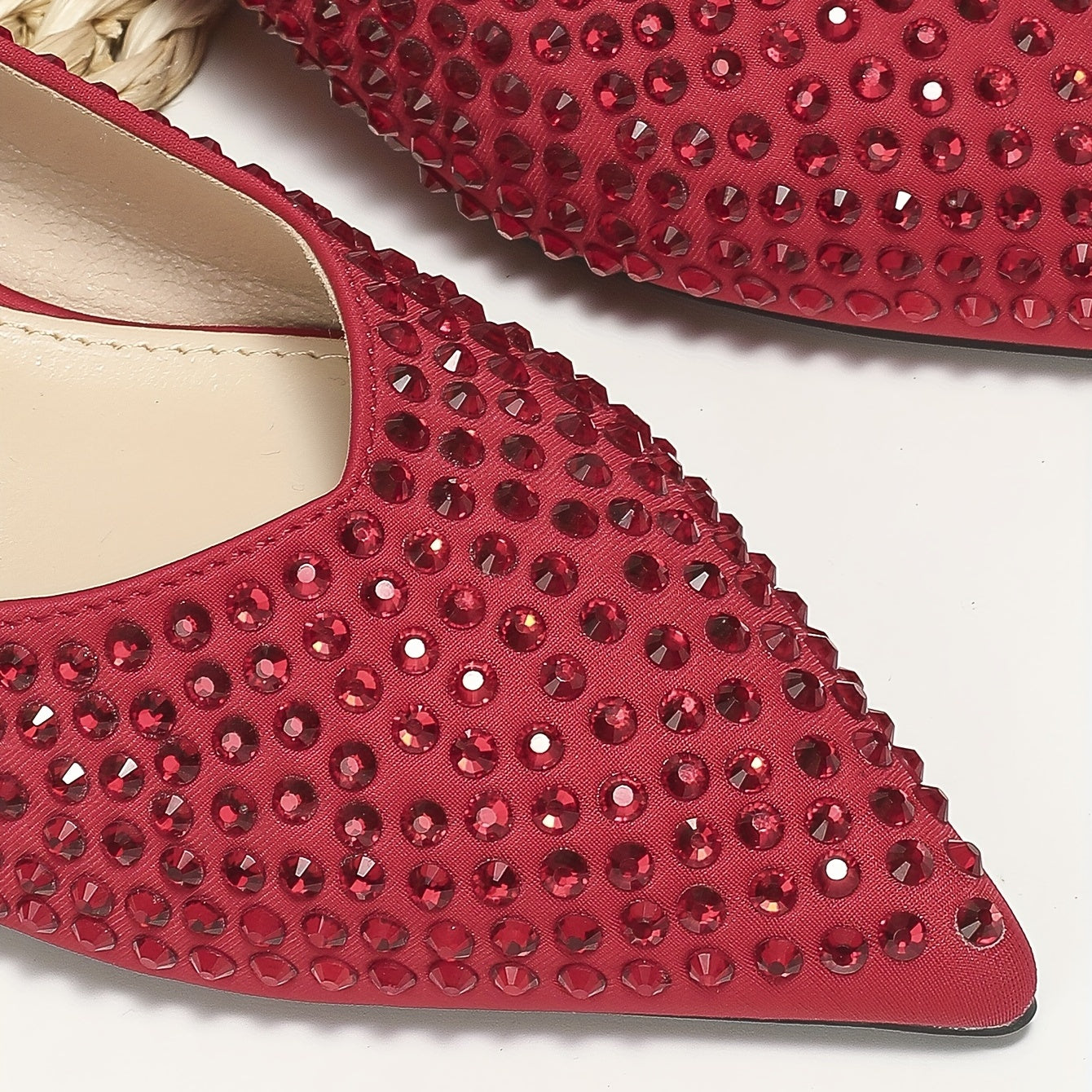 Women's Rhinestone Slingback Sandas Pointed Toe Buckle Strap Flat Shoes