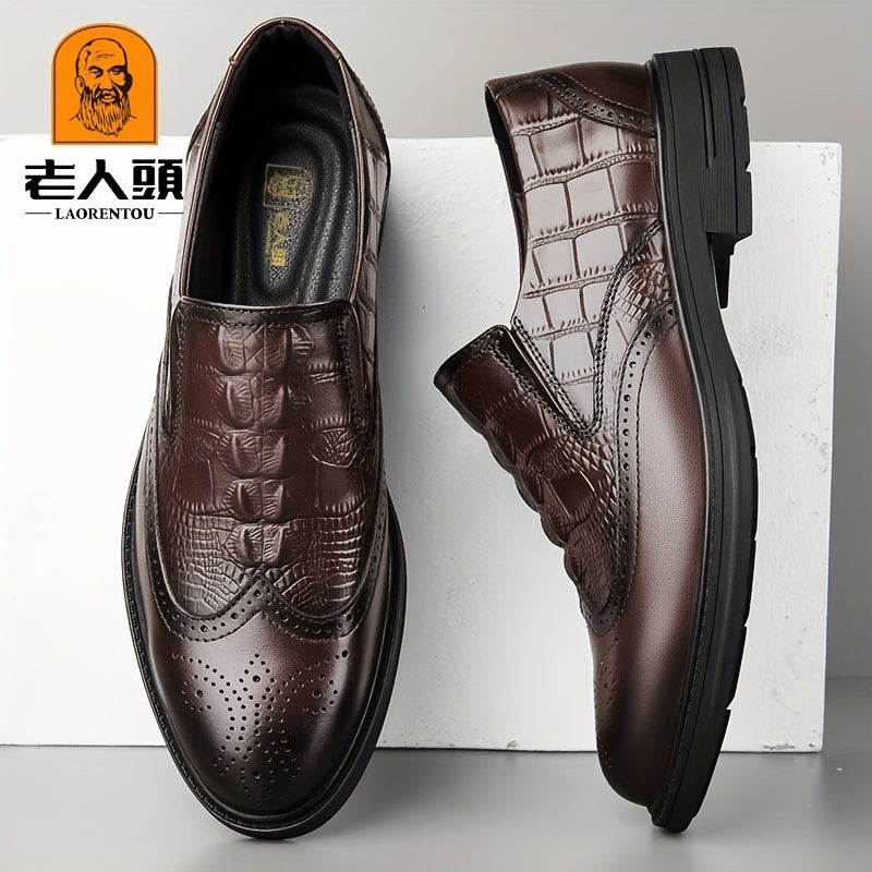 LAORENTOU Men's Brogue Carved Derby Shoes Pointed Toe Wingtip Oxfords