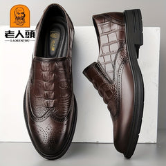 LAORENTOU Men's Brogue Carved Derby Shoes Pointed Toe Wingtip Oxfords