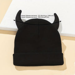 Cartoon Horn Soft Beanie Unisex Knit Hat Skull Cap Warm Beanies