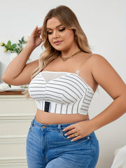 Bra Women's Plus Striped Print Mesh Tube Bralette