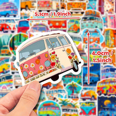 50pcs Cartoon Bus Stickers Graffiti Decoration Stickers