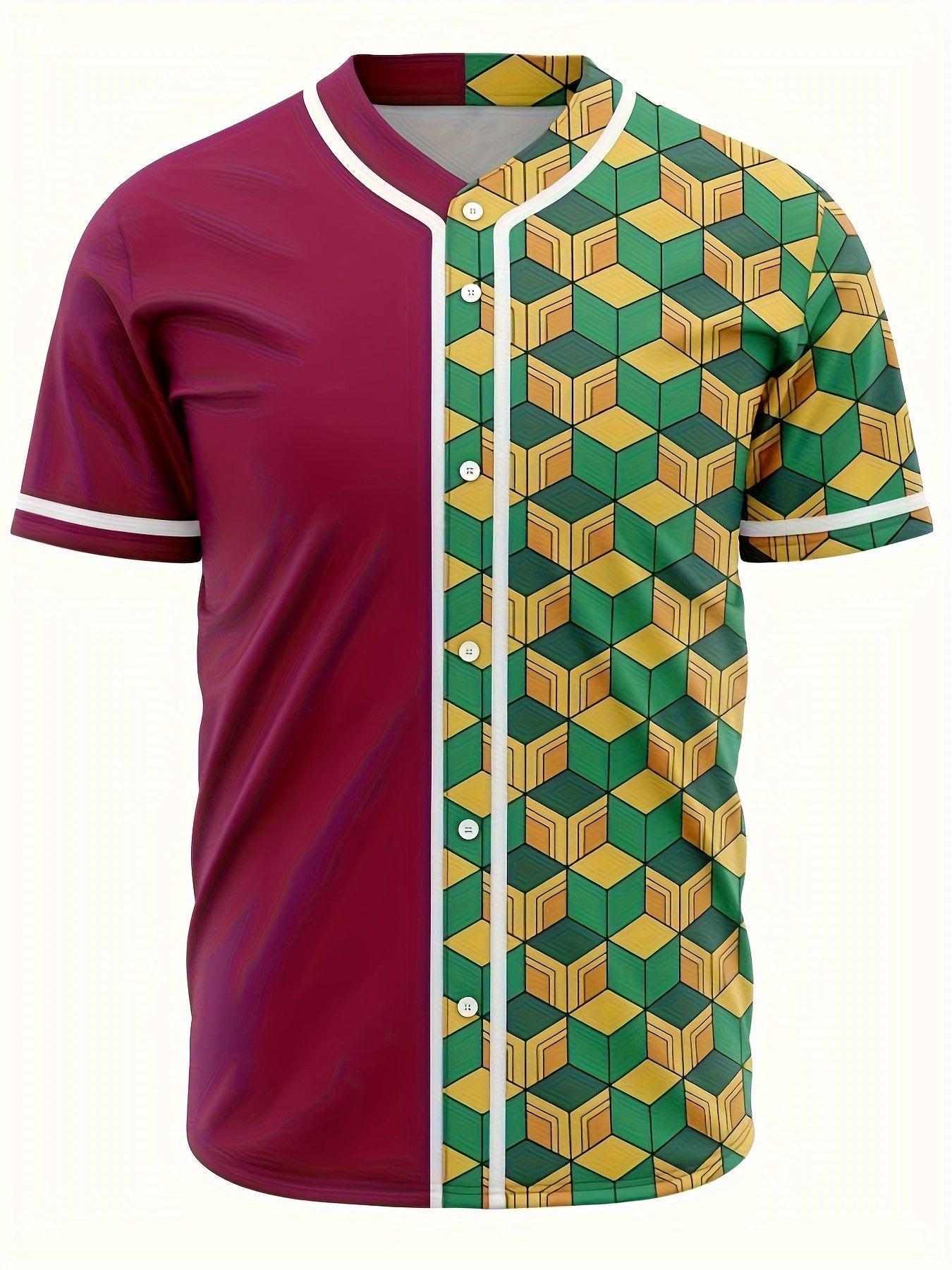 Men's Block Checkered Classic Baseball Jersey