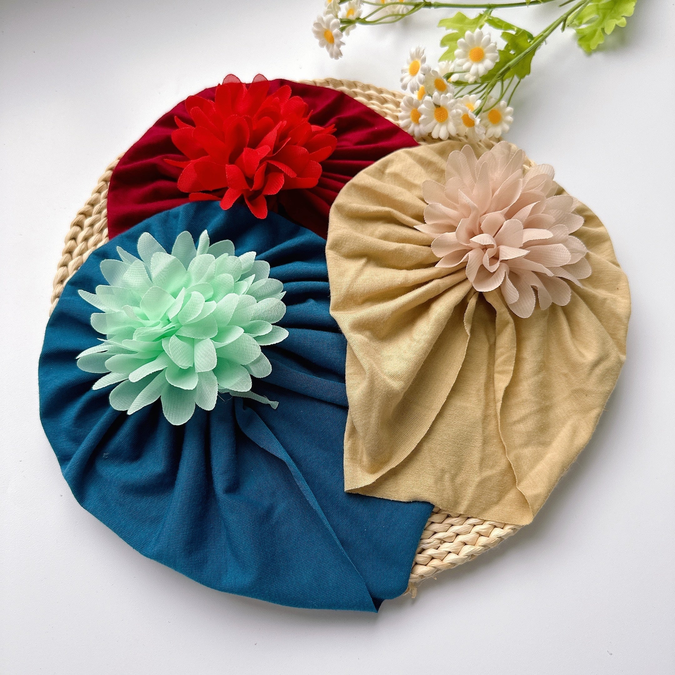 Soft Elastic Baby Girls Flower Turban Headband