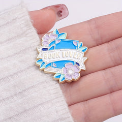 Girl's Purple Flower Book Brooch Bag Pin