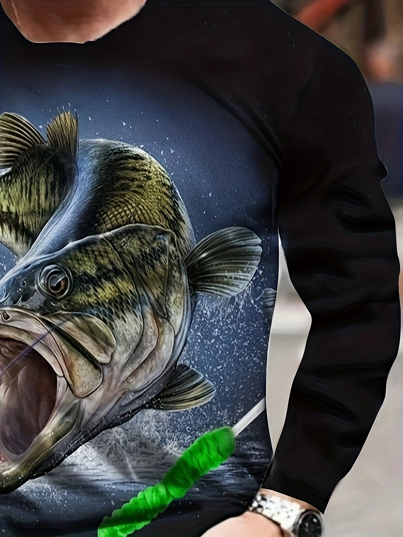 Fish Print Men's Long Sleeve T shirt for Autumn