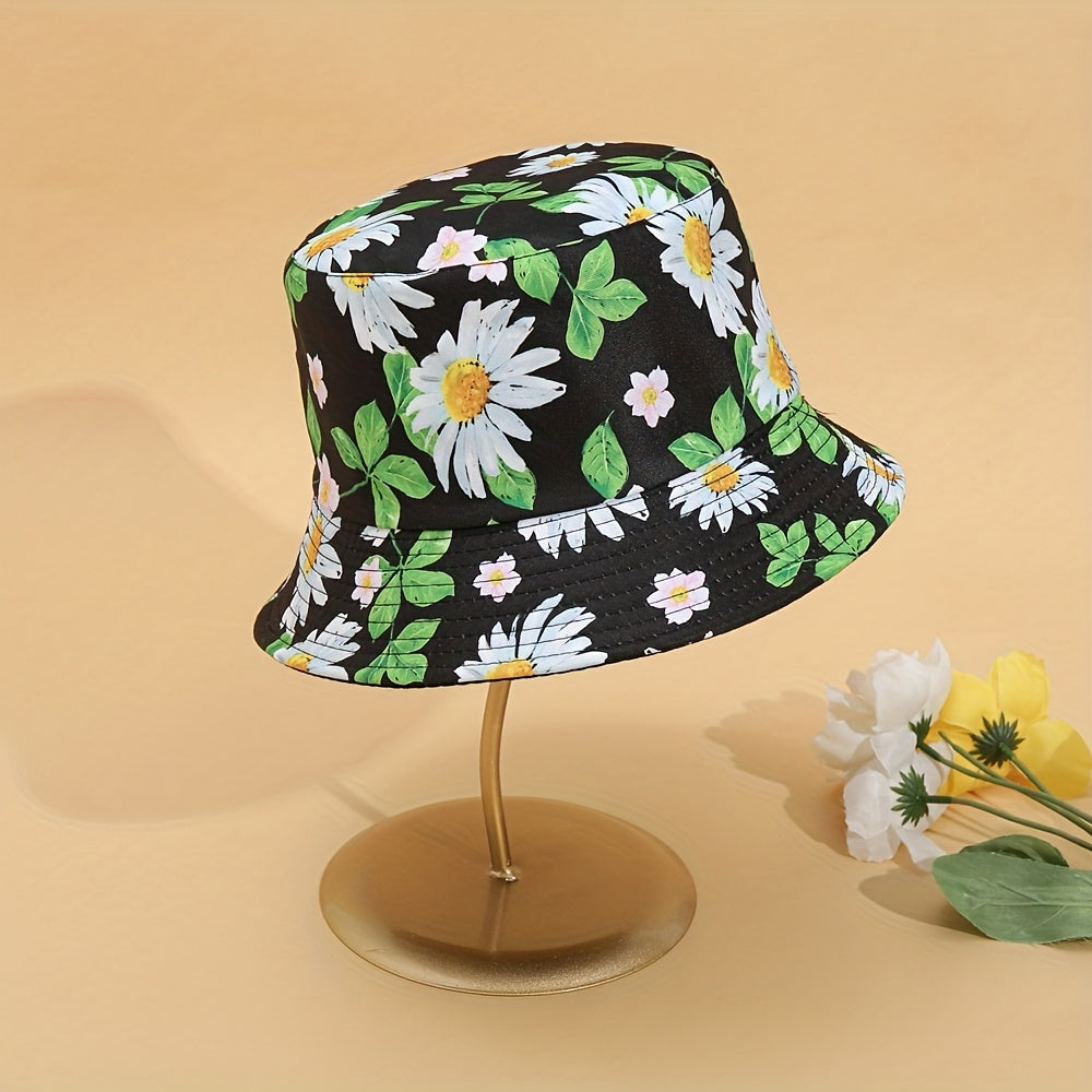 Daisy Print Sunshade Bucket Hat for Men and Women