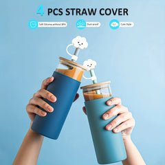 4pcs Cloud Shaped Straw Tips Cover for Reusable Straws