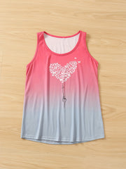 Butterfly Heart Print Gradient Tank Top