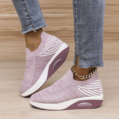 Women's Lightweight Wedge Sneakers with Air Cushion Knitting Socks