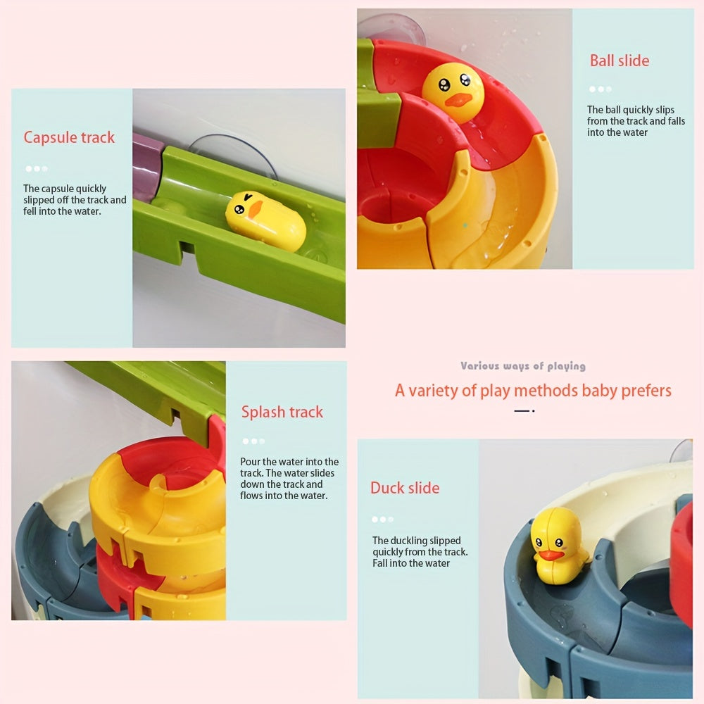 Duck Slide Bath Toys For Kids DIY Wall Track Building Set