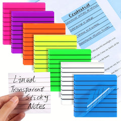 350 Sheets Transparent Lined Sticky Notes Clear Waterproof Self Sticky Notes