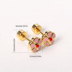 6pairs Flower Drip Screw Stud Earrings for Girls