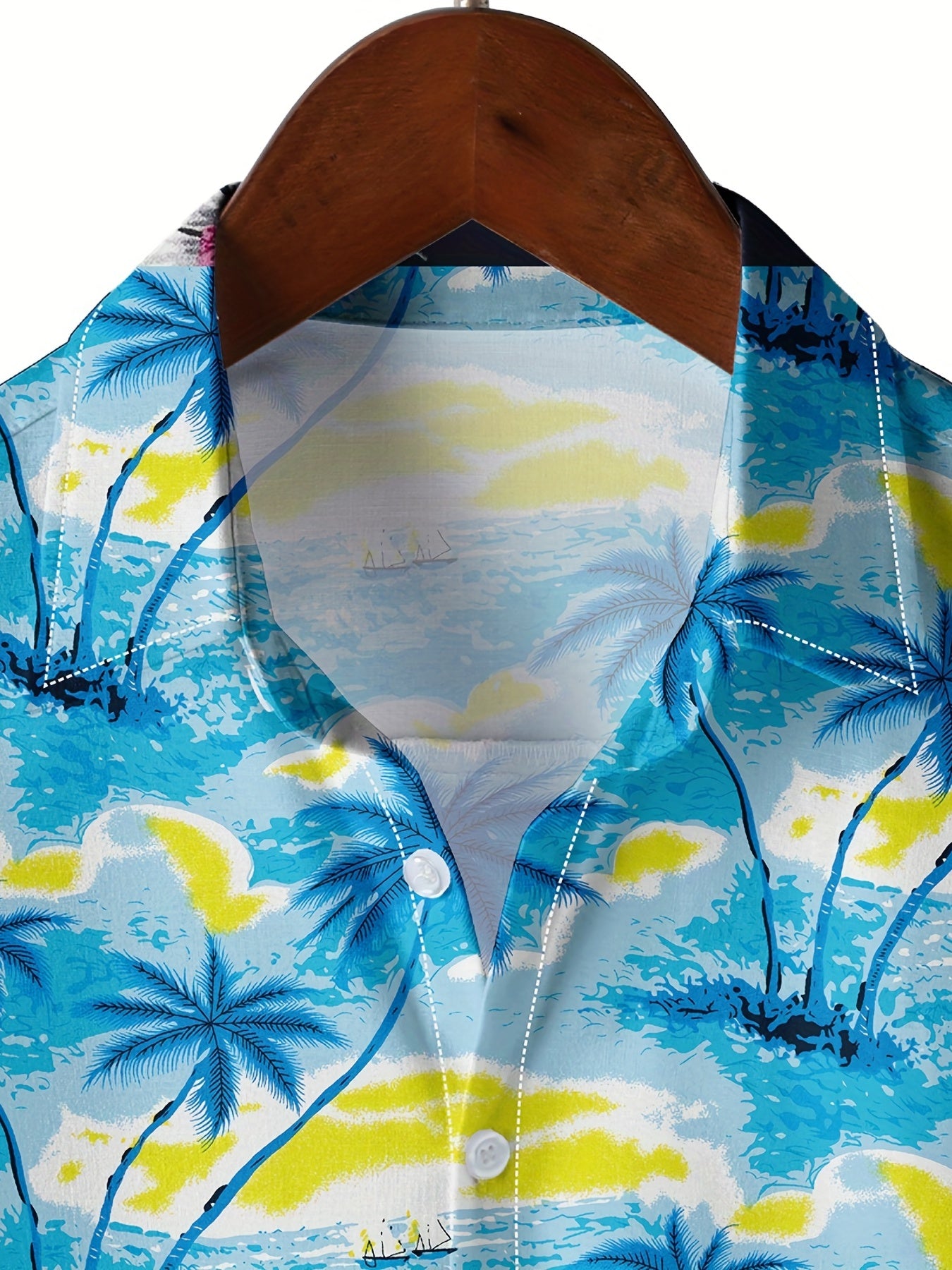 Coconut Palm Hawaiian Shirt Men's Summer Beach Vacation Button Up Shirt