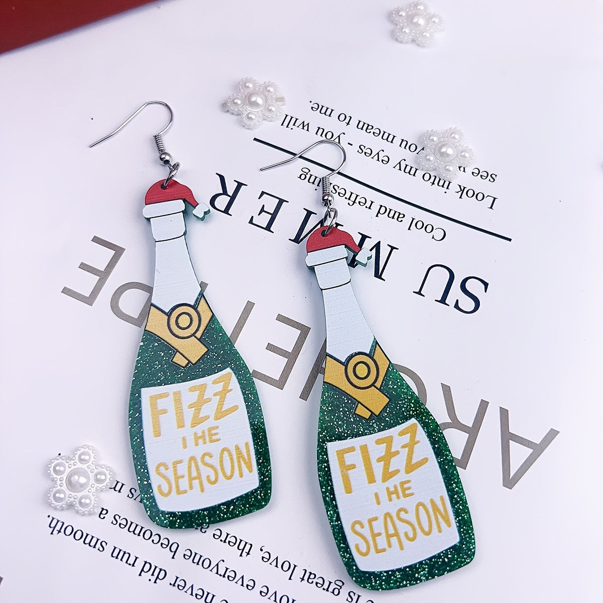 Christmas Beer Bottle Dangle Ear Stud Festivals Accessories