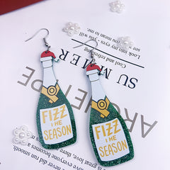 Christmas Beer Bottle Dangle Ear Stud Festivals Accessories