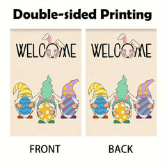 Easter Garden Flag Gnomes Bunny Eggs Double Sided Outdoors Decoration 30x45 cm