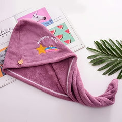 Embroidery Style Hair Drying Cap Coral Velvet Thickened Hair Towel