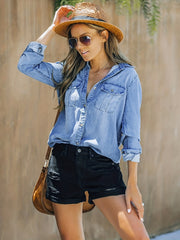 Ripped High Rise Denim Shorts