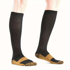 5 Pairs Copper Compression Socks 20-30mmHg Graduated Pressure Striped Pattern