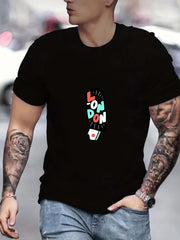 LONDON Print Men's Graphic Crew Neck T shirt Casual Comfy Tees