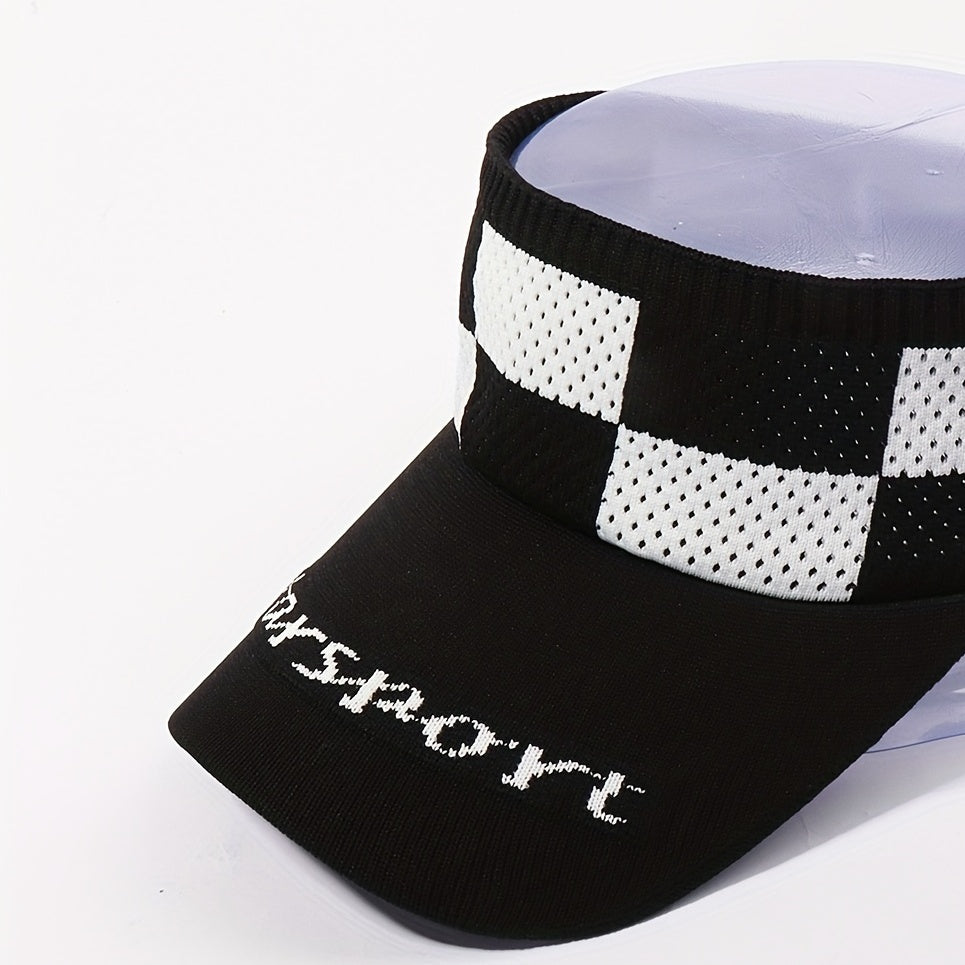 Ponytail Visor Hat UV Protection Plaid Knitted Sun Hat Lightweight