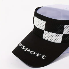 Ponytail Visor Hat UV Protection Plaid Knitted Sun Hat Lightweight