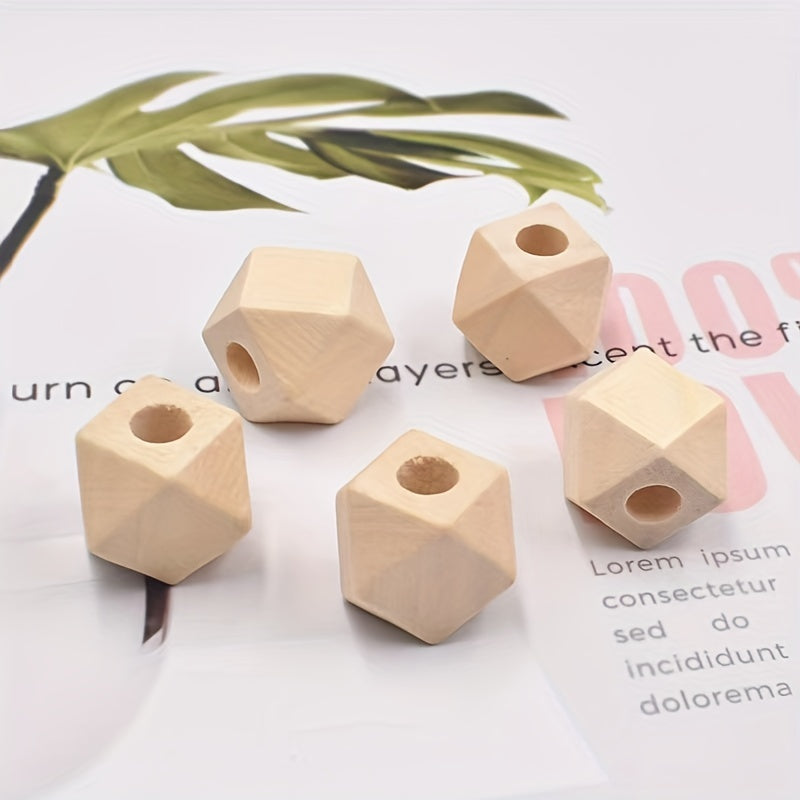 10pcs 14mm Polygonal Lotus Wood Beads for DIY Jewelry Making