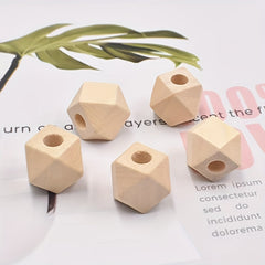 10pcs 14mm Polygonal Lotus Wood Beads for DIY Jewelry Making