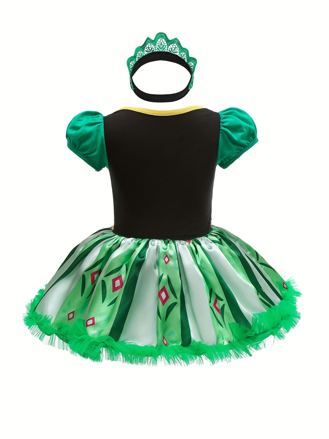3pc Baby Girls Mesh Princess Dress & Headband & Shoes Costume For Halloween