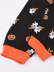 Halloween Pumpkin And Ghost Print Boys Casual Long Pants