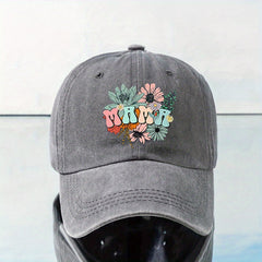 Flower Print Baseball Cap Washed Distressed Dad Hat Sun Hat for Women