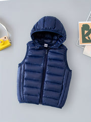 Boys Puffer Vest Hooded Zip Sleeveless Jacket Kids Clothes Winter