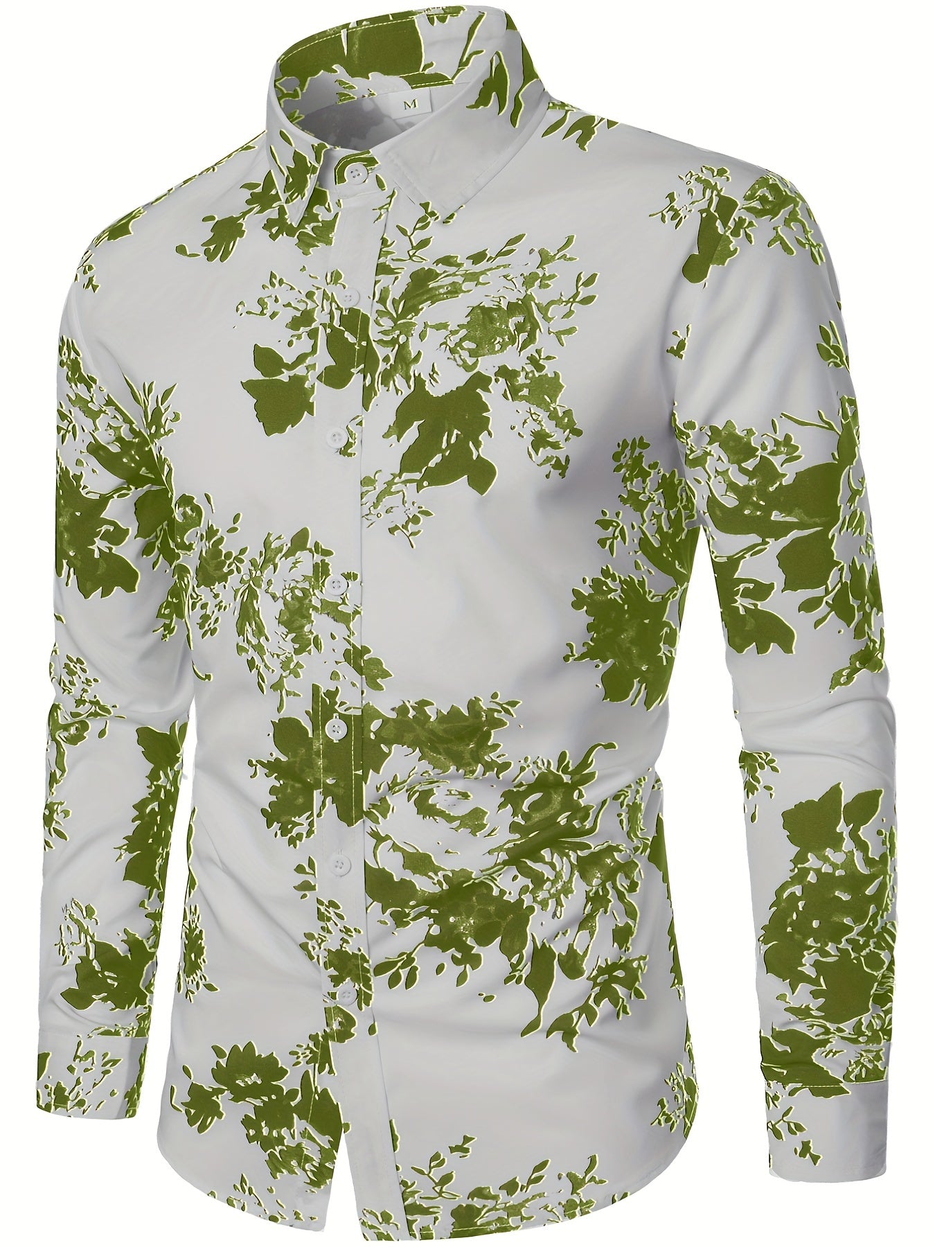 Men's Formal Flower Print Button Up Shirt Spring/Fall Business Occasion