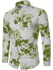 Men's Formal Flower Print Button Up Shirt Spring/Fall Business Occasion